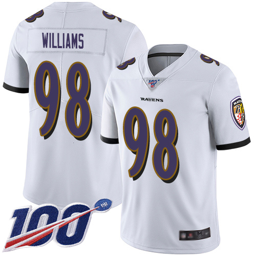 Baltimore Ravens Limited White Men Brandon Williams Road Jersey NFL Football #98 100th Season Vapor Untouchable